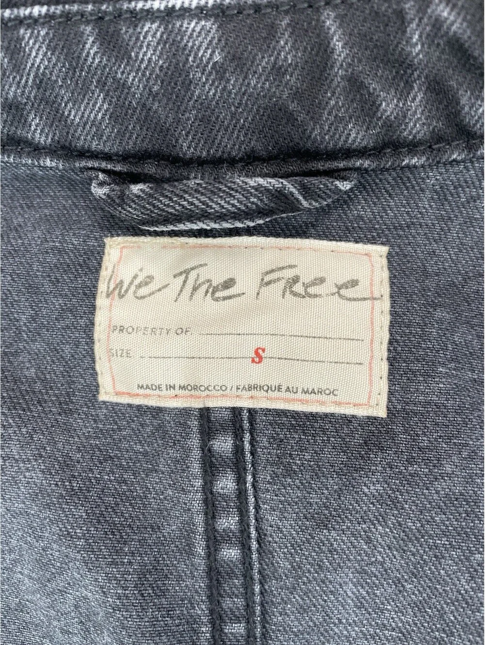 Free People We The Free Jade Denim Jacket Washed Black Cotton Trucker S